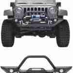 ECOTRIC Front Bumper Compatible with 2007-2022 Jeep Wrangler JK/JKU JL/JLU Gladiator JT With Winch Plate, LED Lights and D-rings