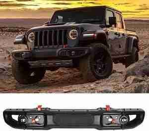 Front Bumper Compatible with 2018-2023 Jeep Wrangler JL Rubicon 2020-2023 Jeep Gladiator 10th Anniversary Style 2 Door and 4 Door W/Winch Plate W/Fog Lights