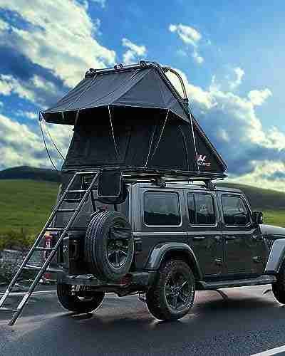 Naturnest Rooftop Tent Hard Shell, BAMACAR Rooftop Tent for Jeep SUV Truck Van Tent, Pop Up Car Camping Tent Roof Top Tent, Hard Shell Rooftop Tent Overland