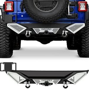 OEDRO Rear Bumper Combo Compatible with 2018-2024 Jeep Wrangler JL & Unlimited JLU (2/4 Doors),Off Road Full Width with Hitch Receiver & D-Rings & Paintable