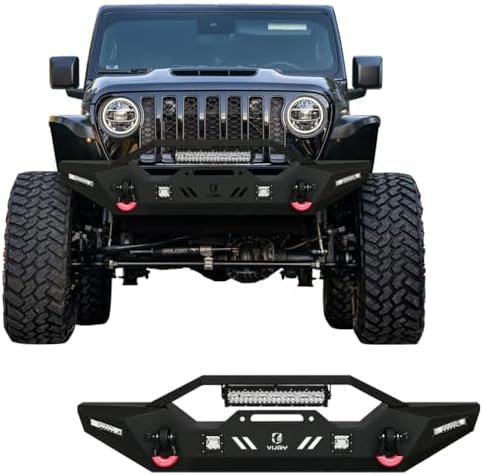 Vijay Front Bumper Compatible with 2007-2024 Wrangler JK/JKU/JL/JLU and 2020-2024 Gladiator JT