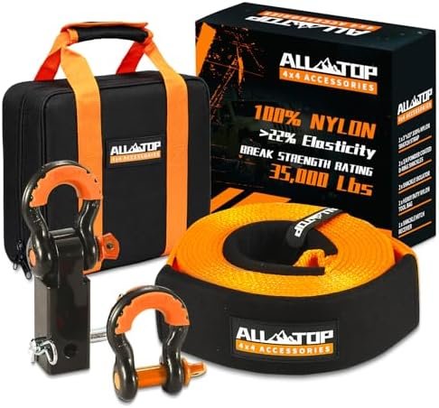 ALL-TOP Nylon Recovery Kit with Hitch Receiver: 3″ x 20′