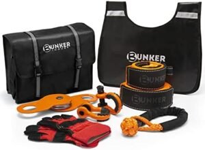 BUNKER INDUST Heavy Duty Recovery Strap Kit, 20'+8' Tow