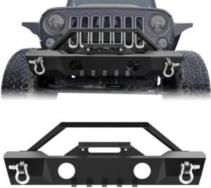 Front Bumper For Jeep Wrangler JK JL Unlimited 2007-2024 & Gladiator JT 2019-2024, Off Road Rock Crawler w/Winch Plate D-Rings Fog Light Mount License Plate...