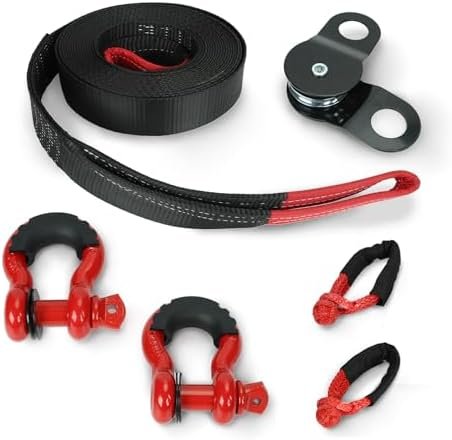 Heavy Duty Recovery Kit, 3″ x 30′ 14000lbs Tow Strap with