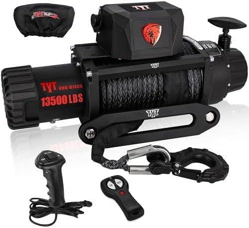 TYT T1 Series Winch 13500 lb Electric Winch with Synthetic Winch Rope, Waterproof IP67 Winch with Fairlead, 12V Winch with Wireless and Wire Remote…