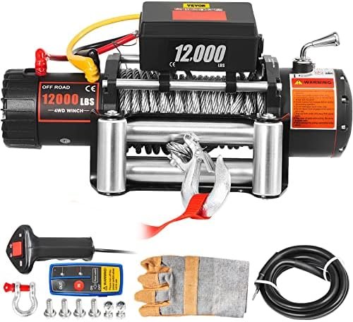 VEVOR Truck Winch 12000lbs Electric Winch 85ft/26m Steel Cable 12V Power Winch Jeep Winch with Wireless Remote Control and Powerful Motor for UTV ATV & Jeep...