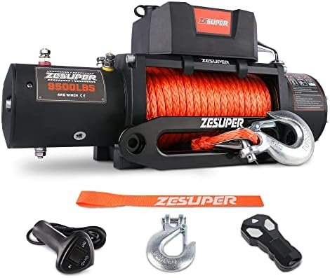 ZESUPER 9500 lbs Electric Winch Kit Waterproof IP67 Electric Winch with Hawse Fairlead, with Both Wireless Handheld Remote and Corded Control Recovery…