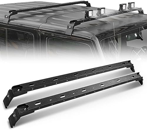 for JK JL JT 300 LBS Roof Rack Cross Bars with 4 x LED